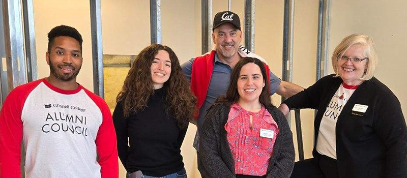 Ben Vaughn ’15, left, Grisel Hernandez ’17, David Kurzman ’96, Maggie Bell ’17, and Dawn Helsing Wolters ’87.